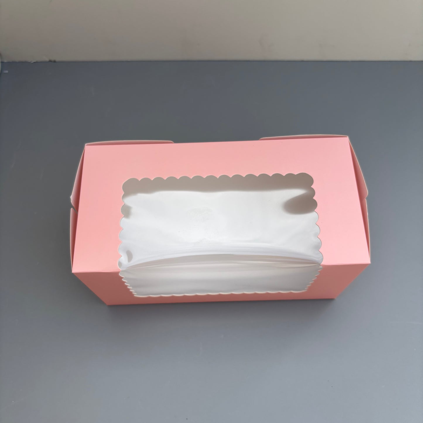 100PCS Pink Paper Bakery Box with Window for Cookies Pumpkin Roll Pastry Loaf Muffins Breads Dessert