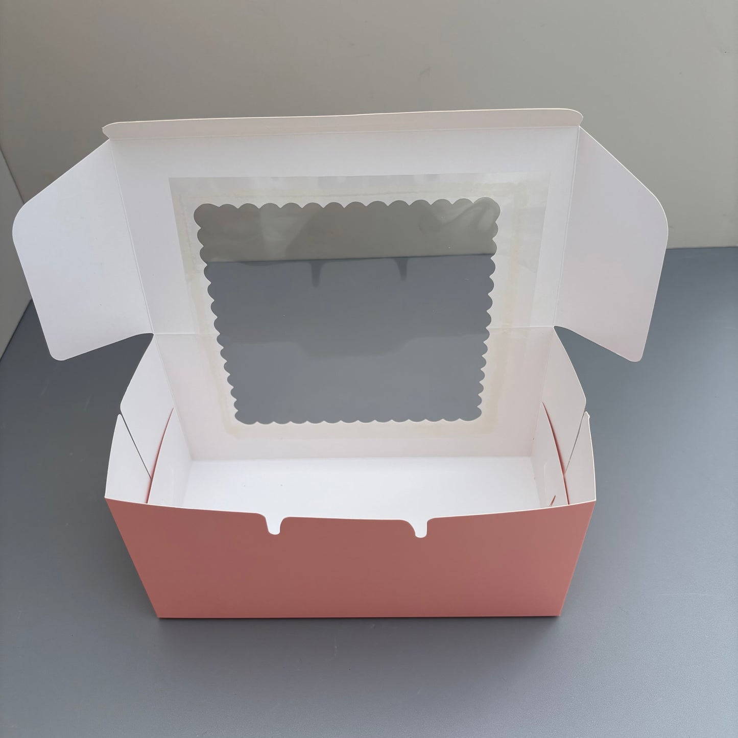 100PCS Pink Paper Bakery Box with Window for Cookies Pumpkin Roll Pastry Loaf Muffins Breads Dessert