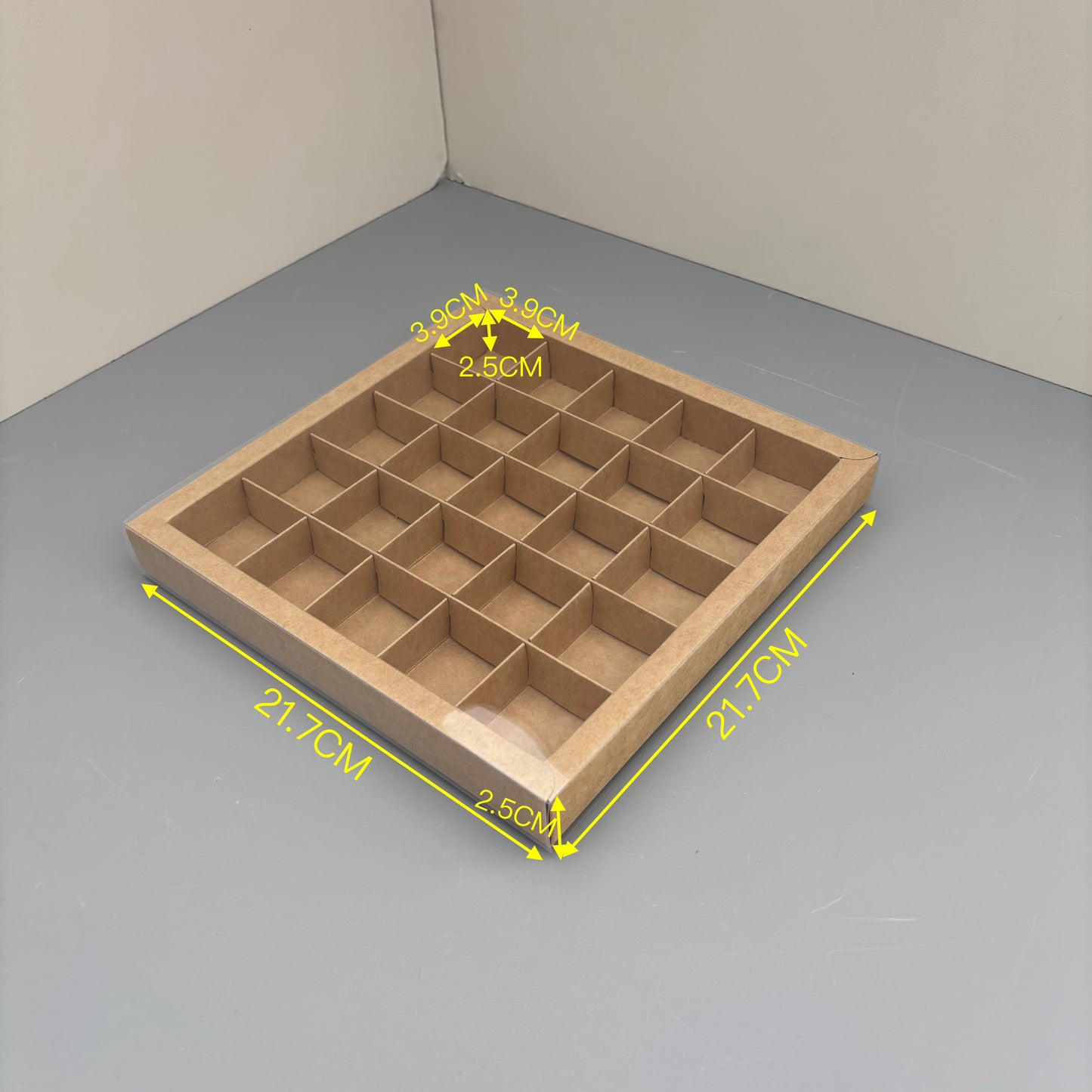 10PCS 4/9/16/25-cells kraft chocolate box with clear sleeve
