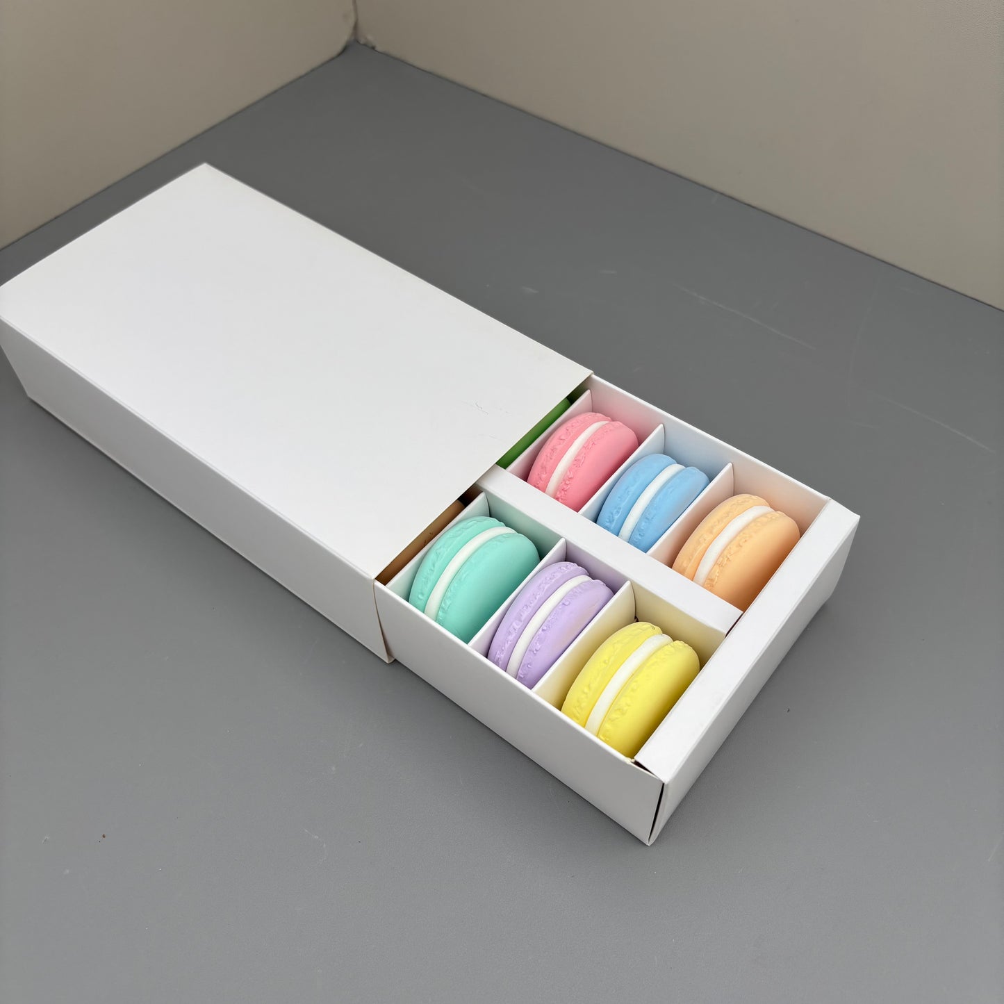 20PCS 12-macarons white paper drawer box