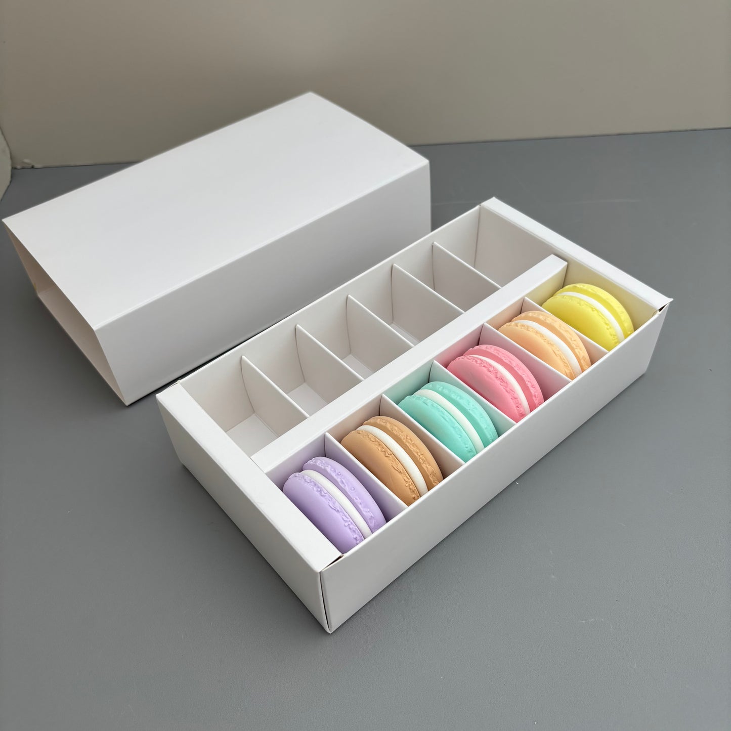 20PCS 12-macarons white paper drawer box