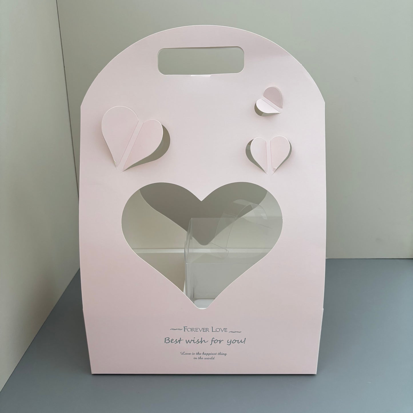 5 Boxes Pink Butterfly & Heart Cake Flower Box