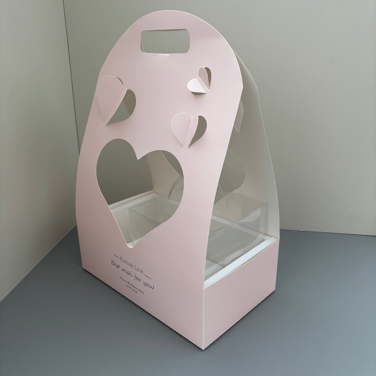 5 Boxes Pink Butterfly & Heart Cake Flower Box