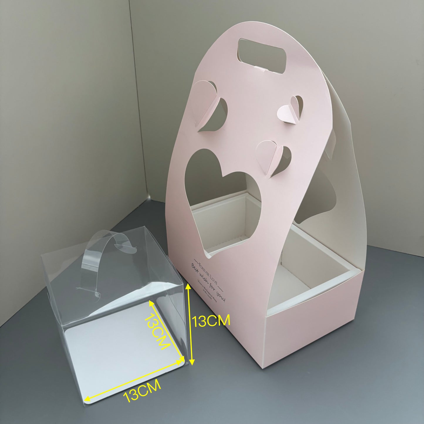 5 Boxes Pink Butterfly & Heart Cake Flower Box