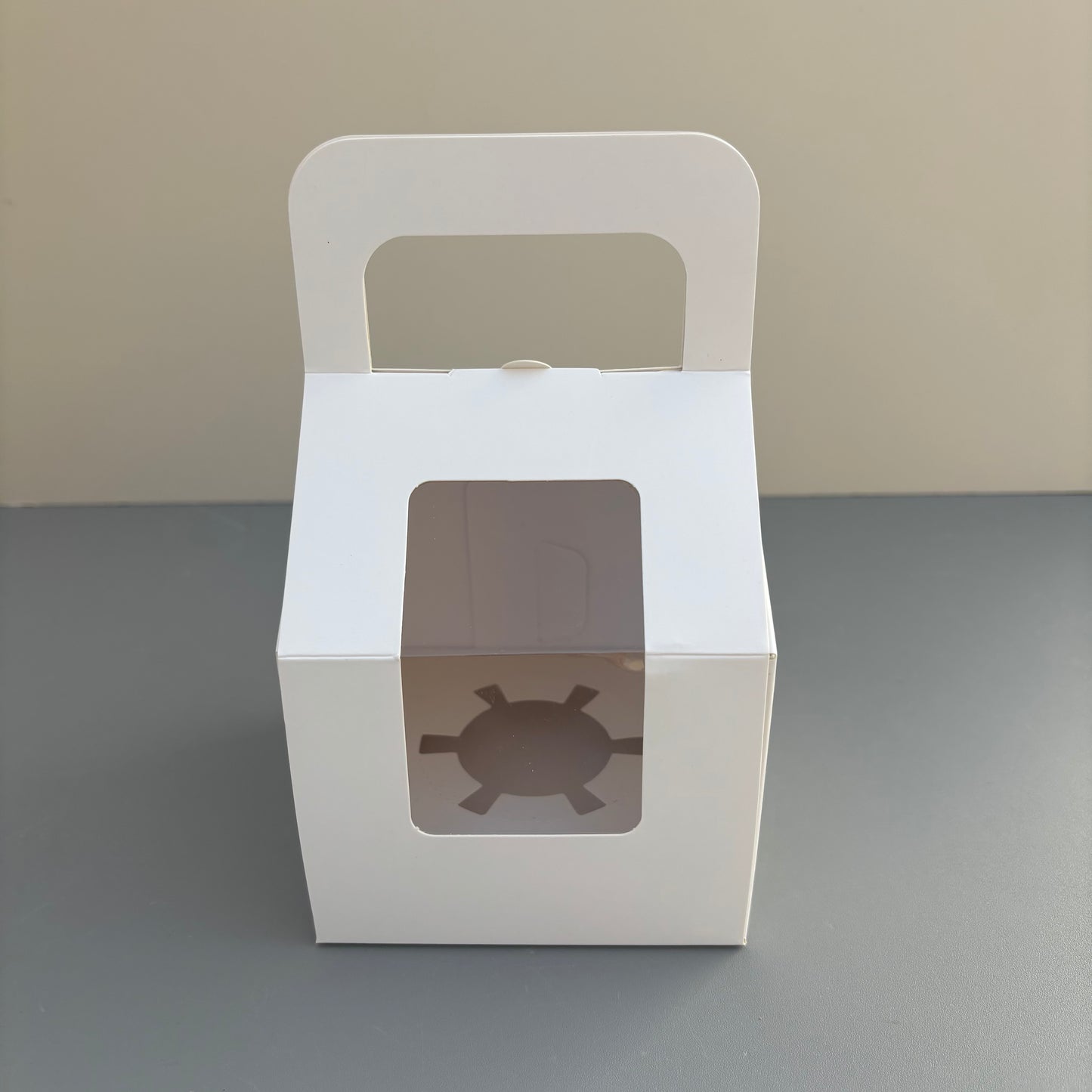 White Cupcake Window Handle Box With Paper Insert