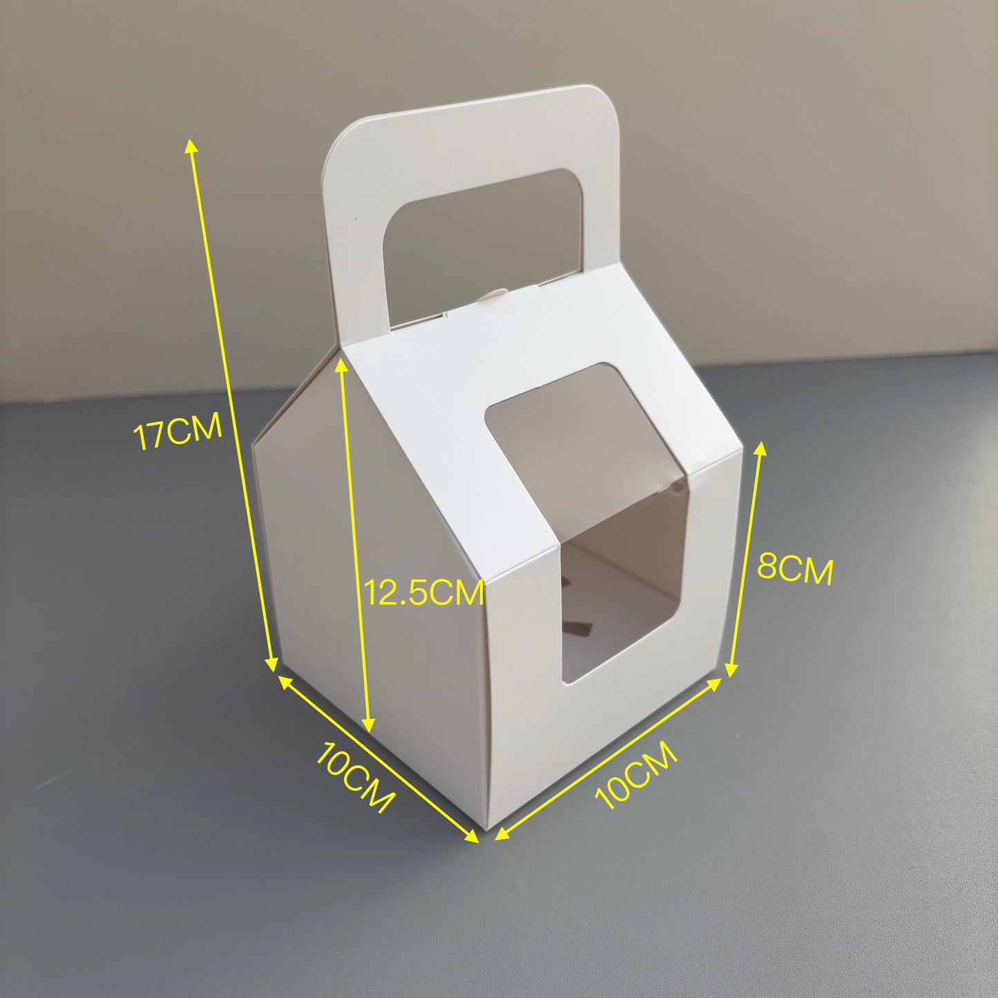 White Cupcake Window Handle Box With Paper Insert