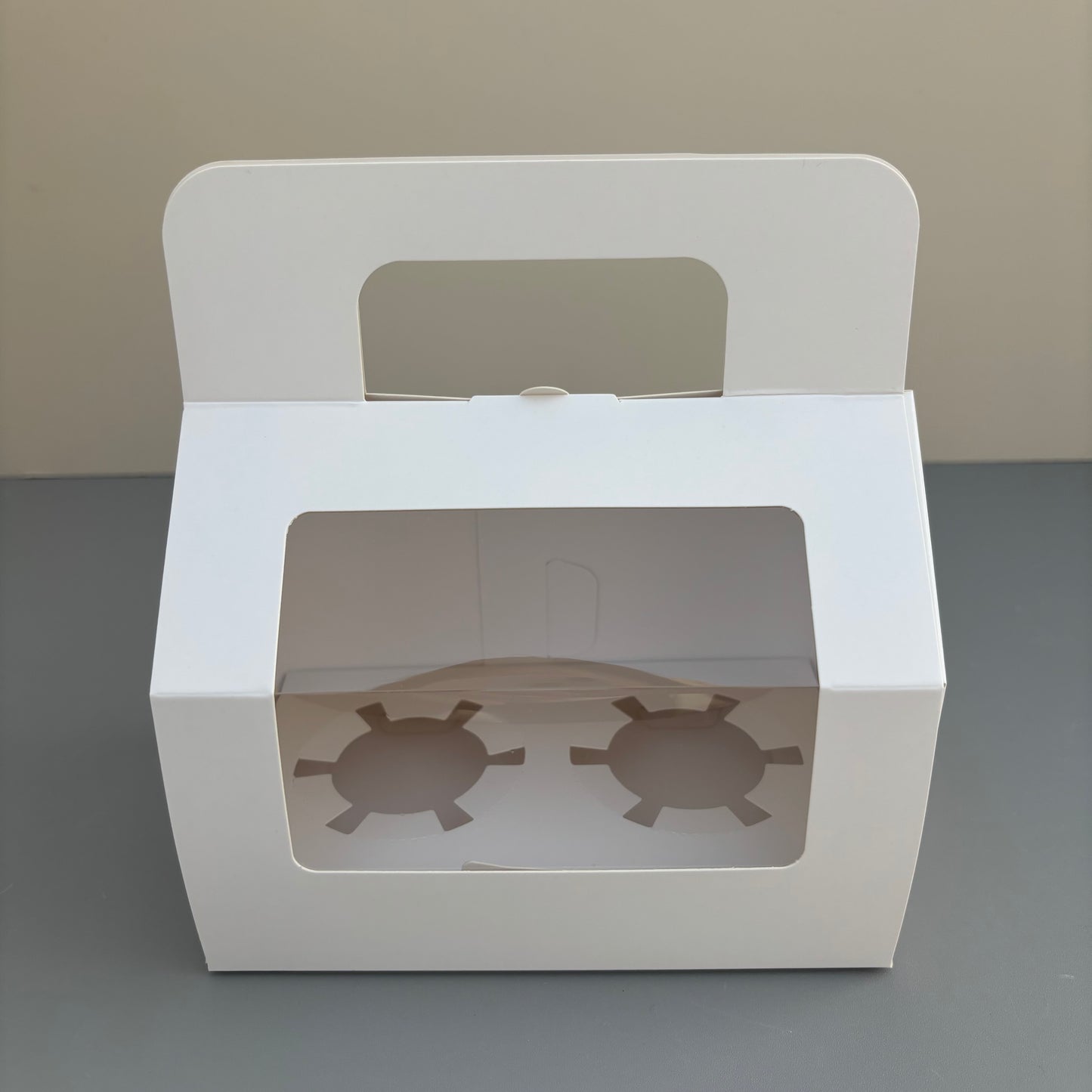 White Cupcake Window Handle Box With Paper Insert