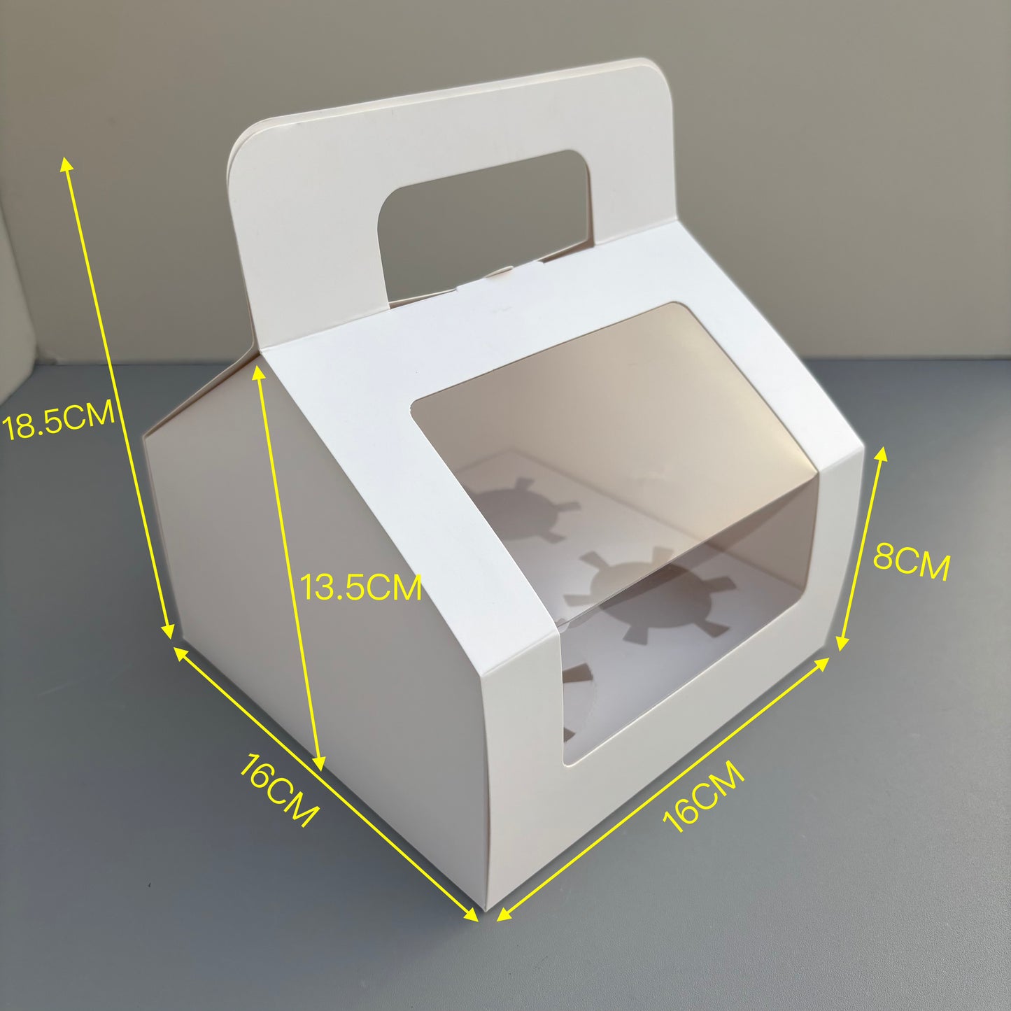 White Cupcake Window Handle Box With Paper Insert
