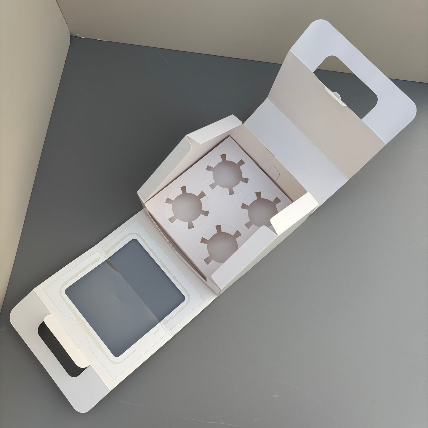 White Cupcake Window Handle Box With Paper Insert