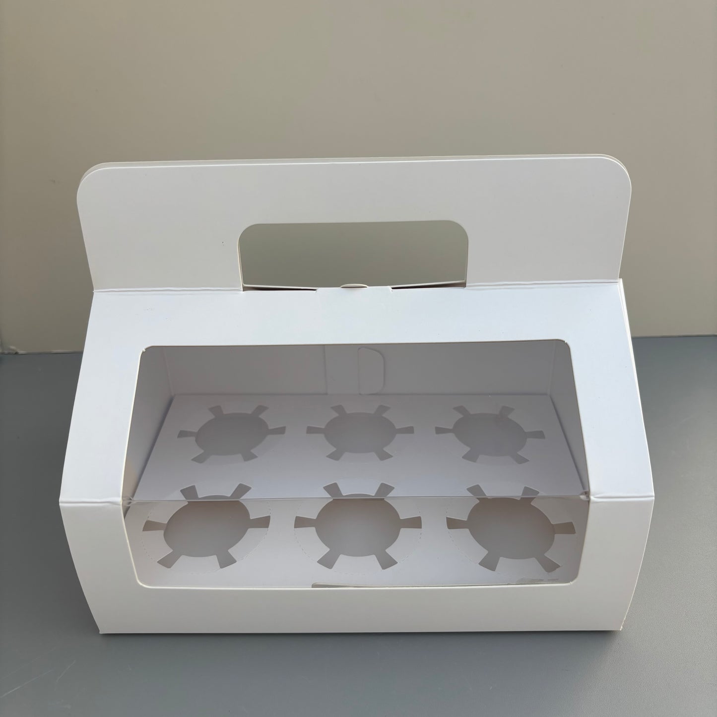 White Cupcake Window Handle Box With Paper Insert