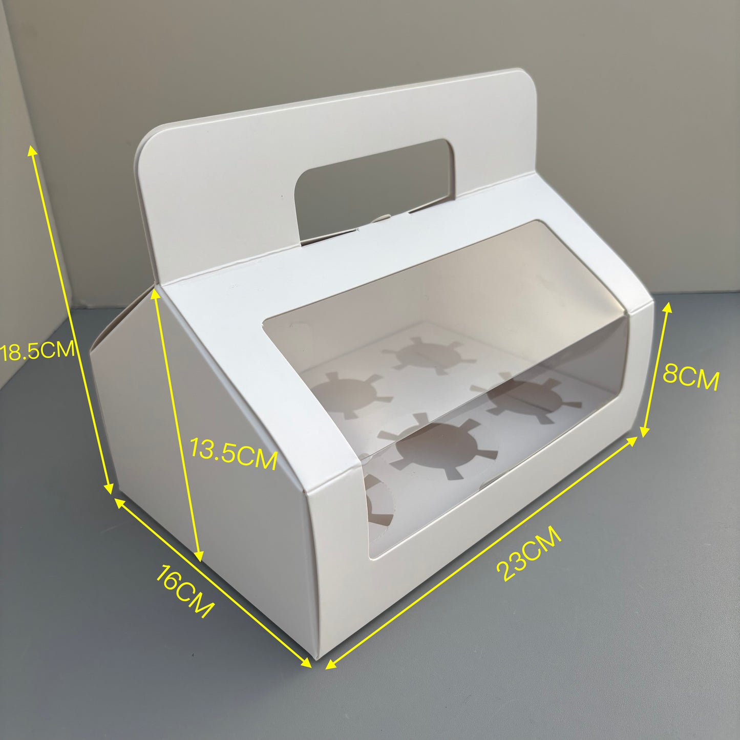 White Cupcake Window Handle Box With Paper Insert