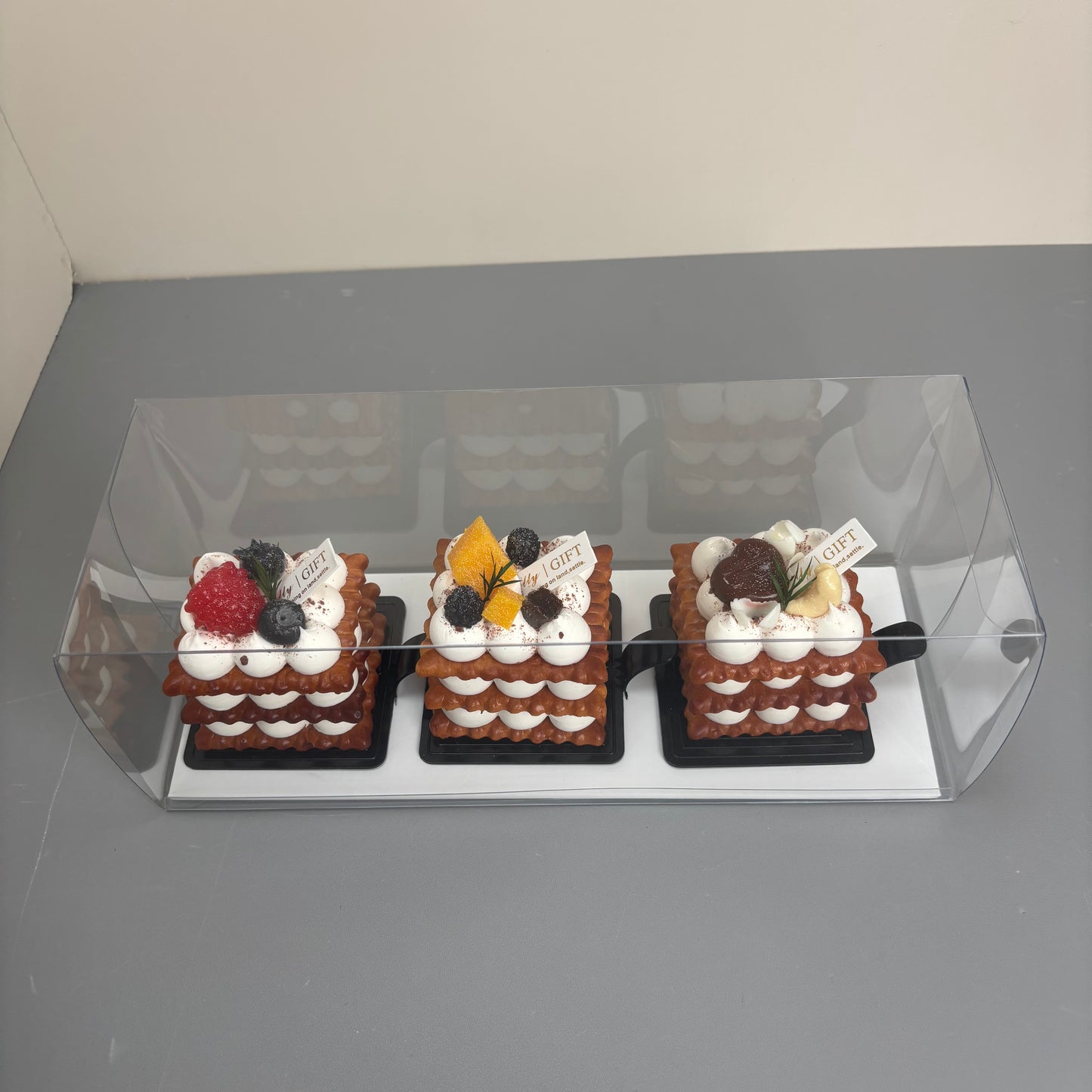 20PCS Long Cake Dessert Clear Box with Paper Board