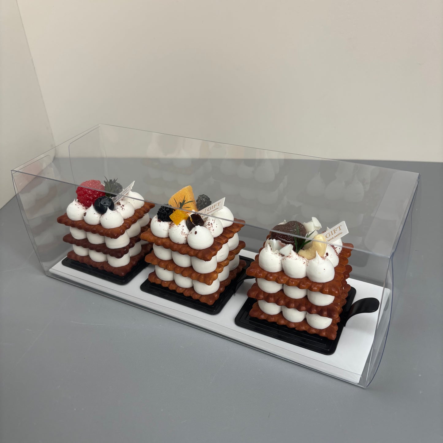 20PCS Long Cake Dessert Clear Box with Paper Board