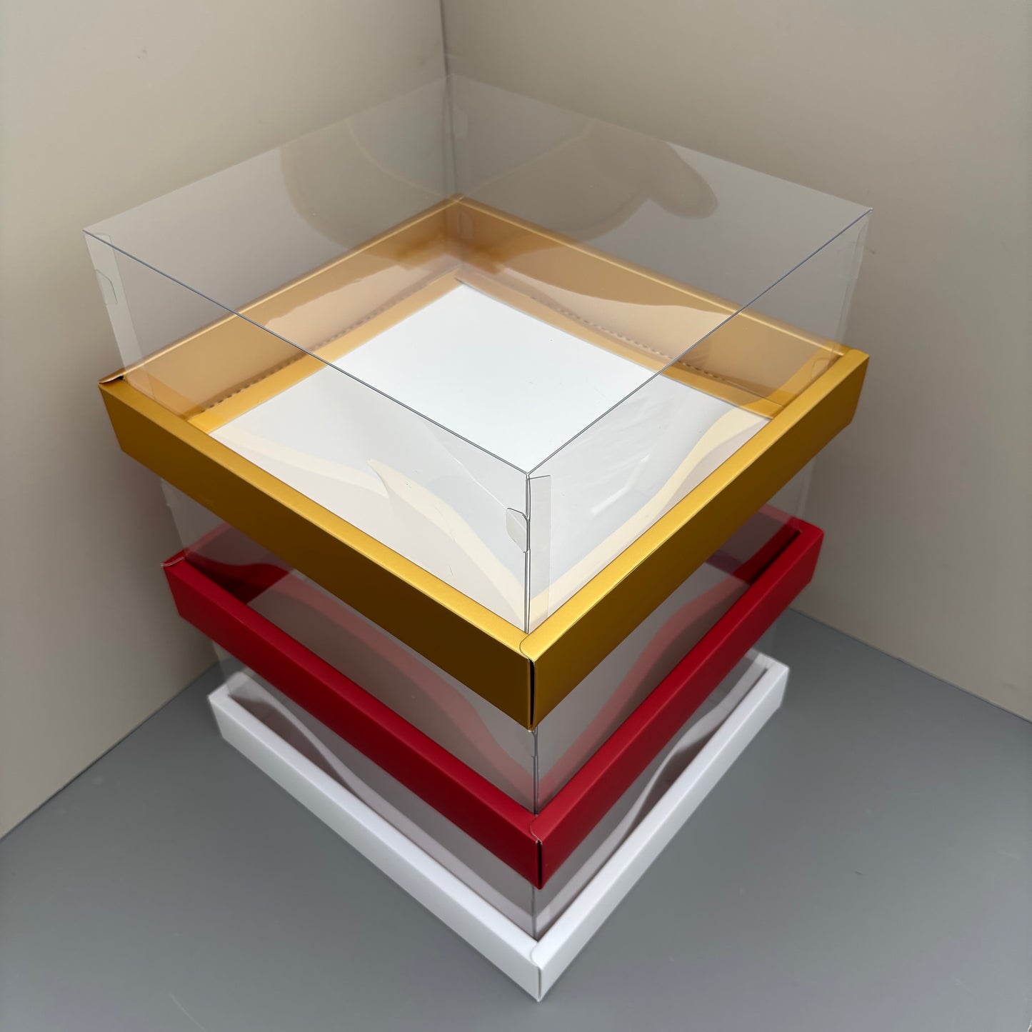 10PCS Square Charcuterie & Food Box Paper Base Box with Clear Cover