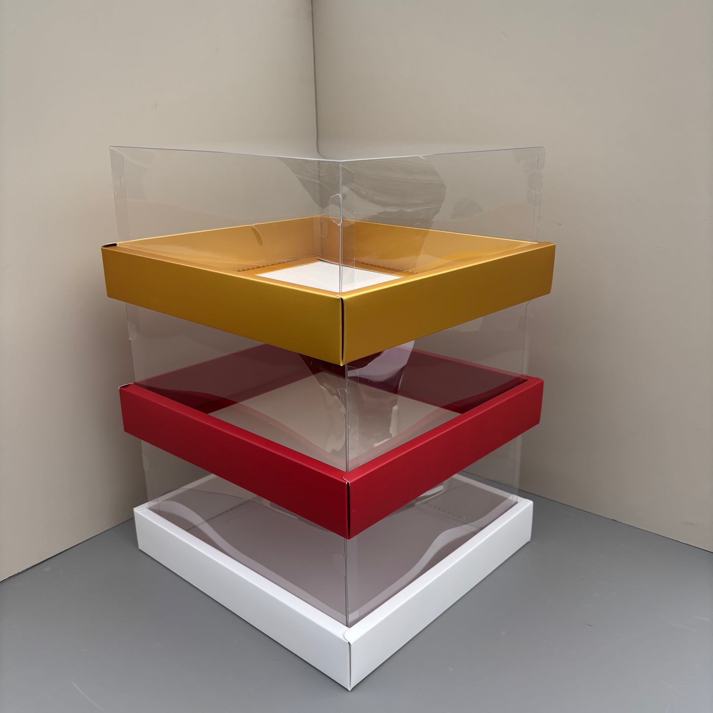 10PCS Square Charcuterie & Food Box Paper Base Box with Clear Cover