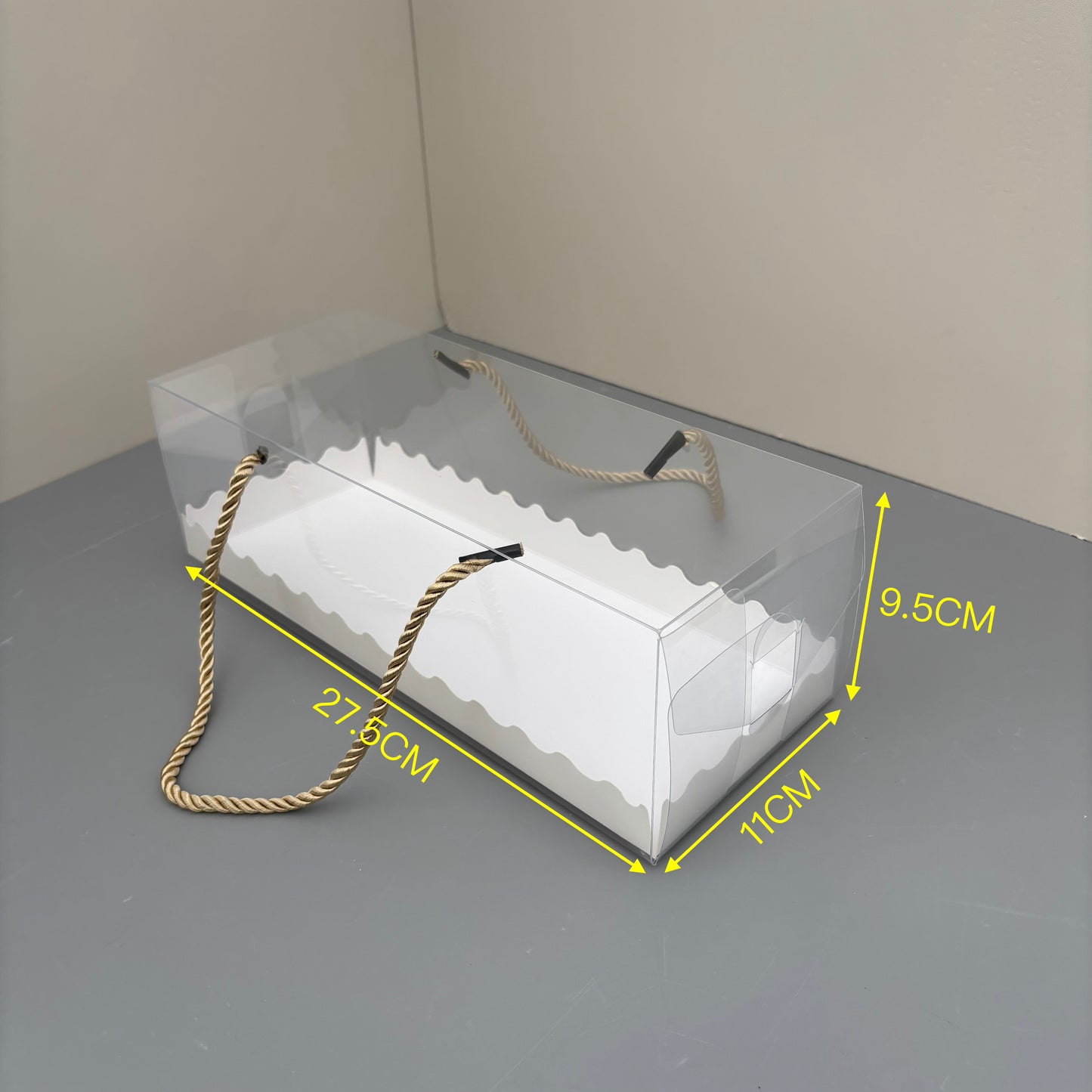20PCS Rectangle Clear Dessert Box with Gold Rope and Insert
