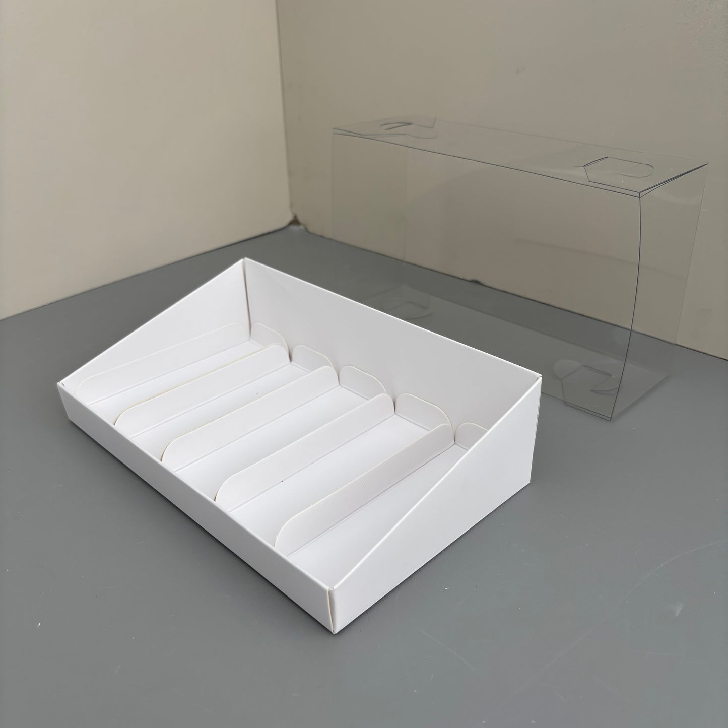 10 Boxes 5-paper Inserts Chocolate Bar & Popsicle Dessert Paper Base Box With Clear Lid