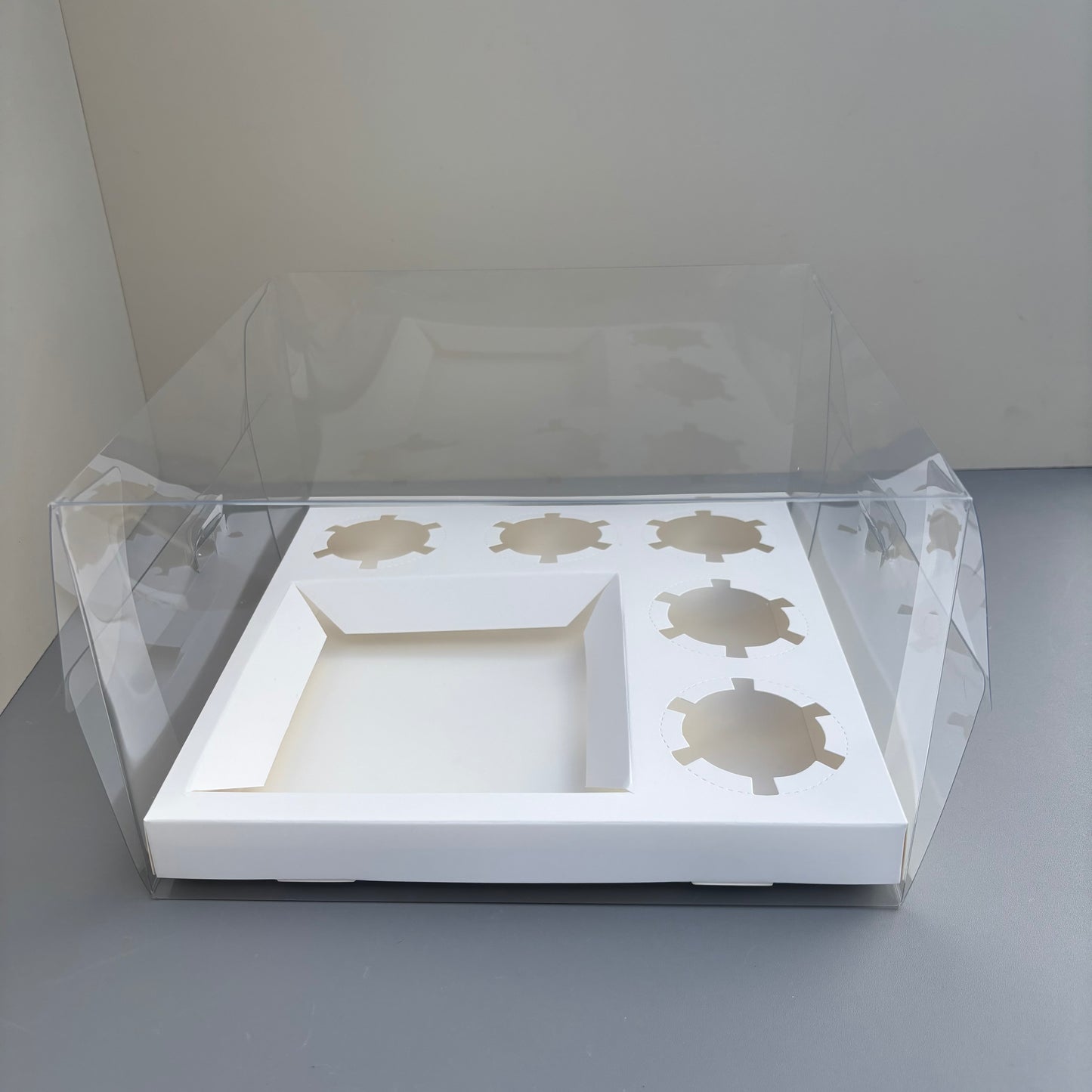 10 Boxes 5-cupcakes & bento cake clear box with paper insert