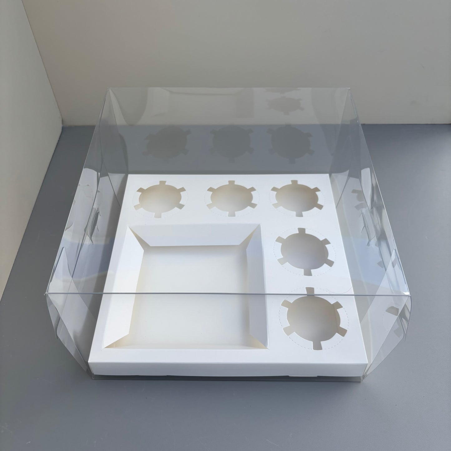 10 Boxes 5-cupcakes & bento cake clear box with paper insert