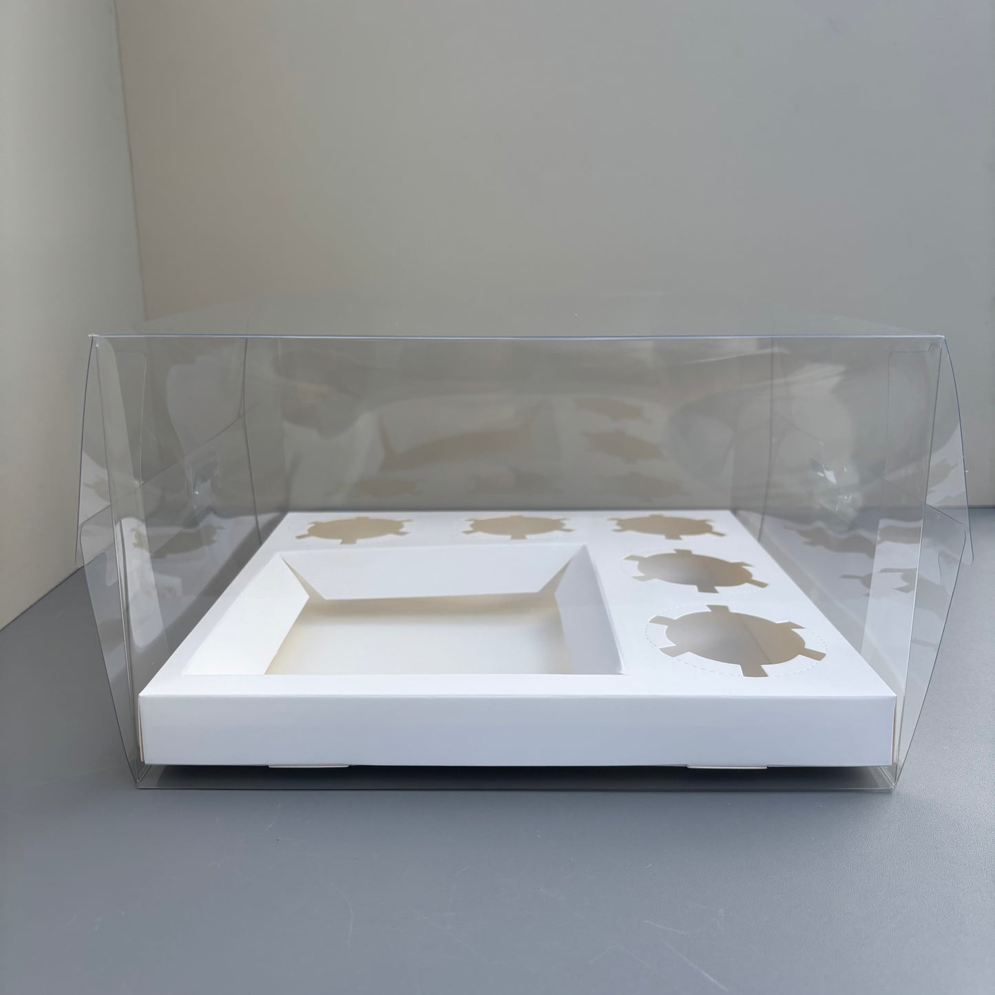 10 Boxes 5-cupcakes & bento cake clear box with paper insert
