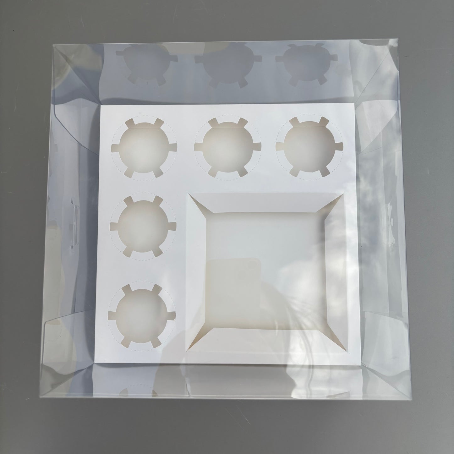10 Boxes 5-cupcakes & bento cake clear box with paper insert