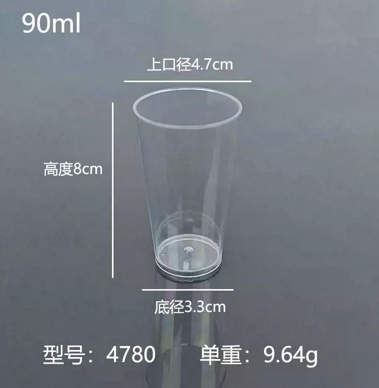 100 sets 3OZ clear acrylic round shooter cup with clear spoon