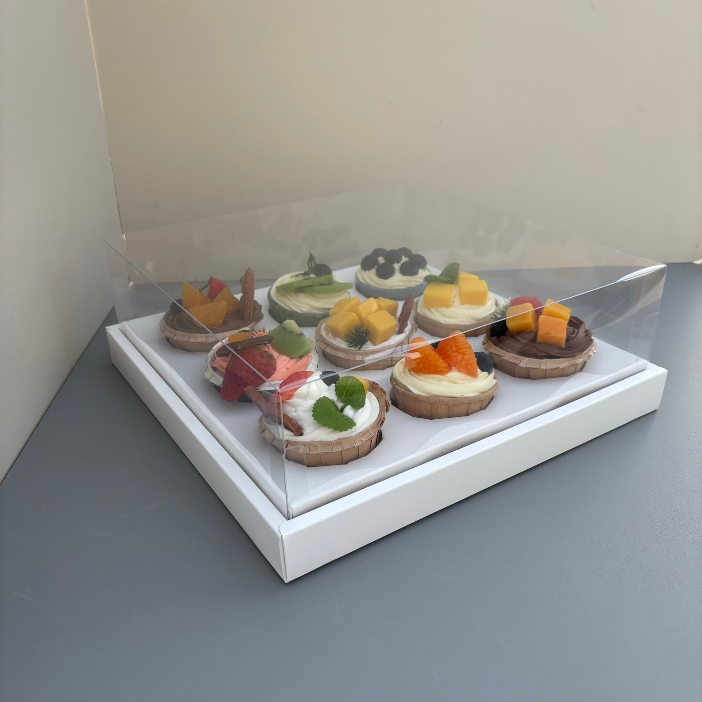 10PCS 9-cupcakes/200ML clear cup paper box with clear lid