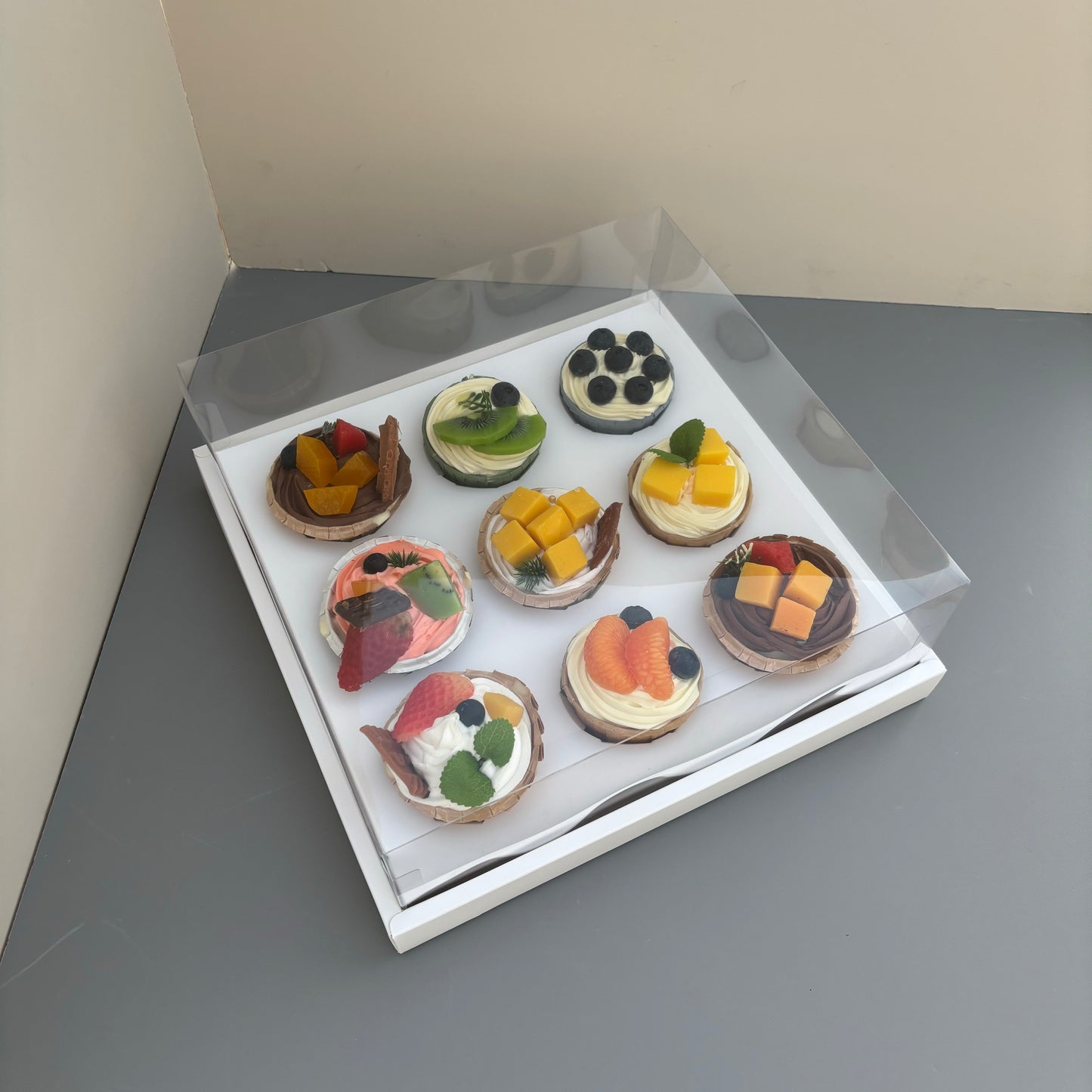 10PCS 9-cupcakes/200ML clear cup paper box with clear lid