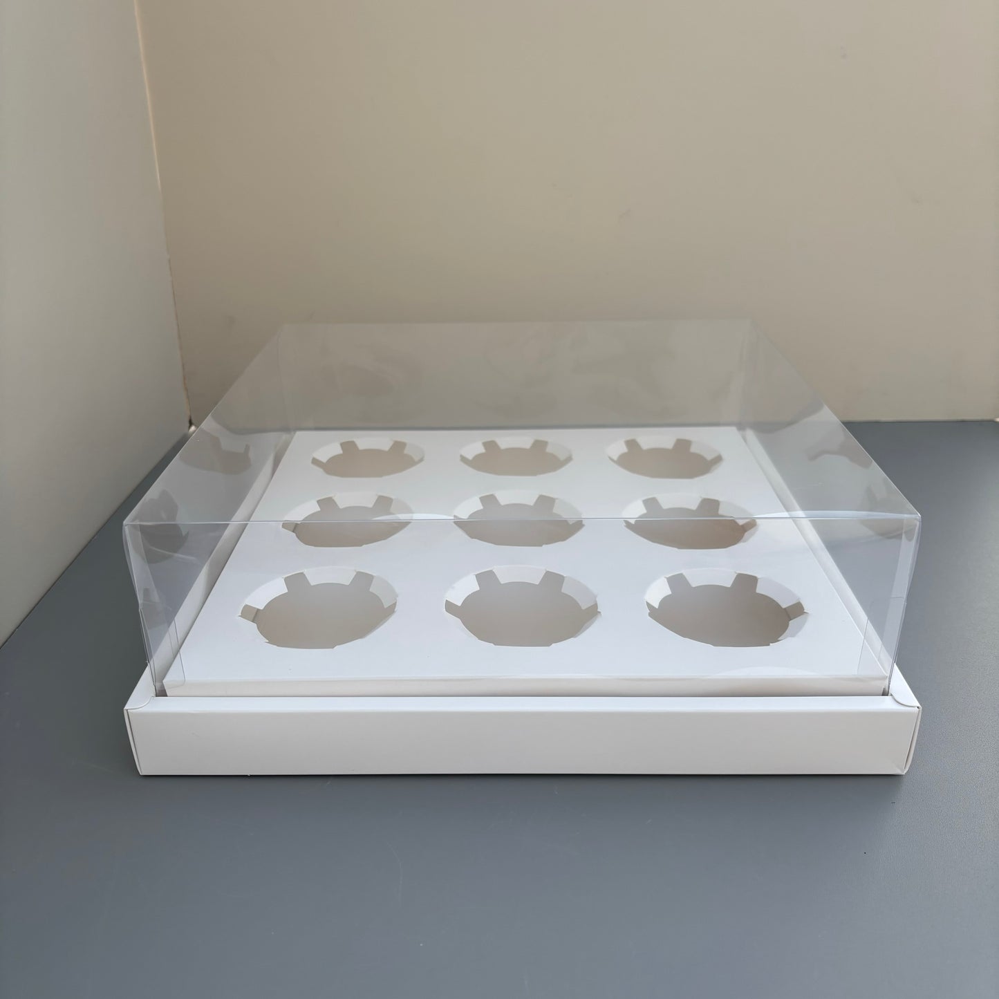 10PCS 9-cupcakes/200ML clear cup paper box with clear lid