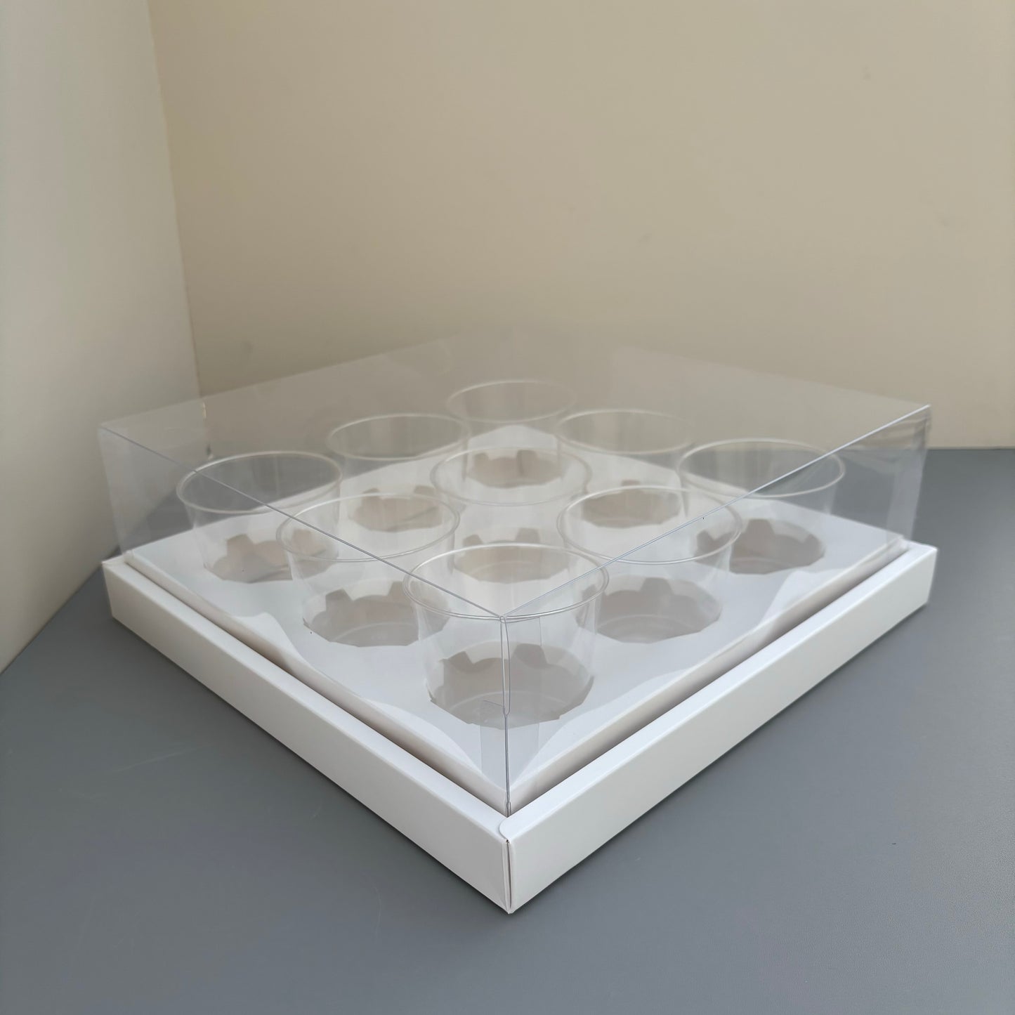 10PCS 9-cupcakes/200ML clear cup paper box with clear lid