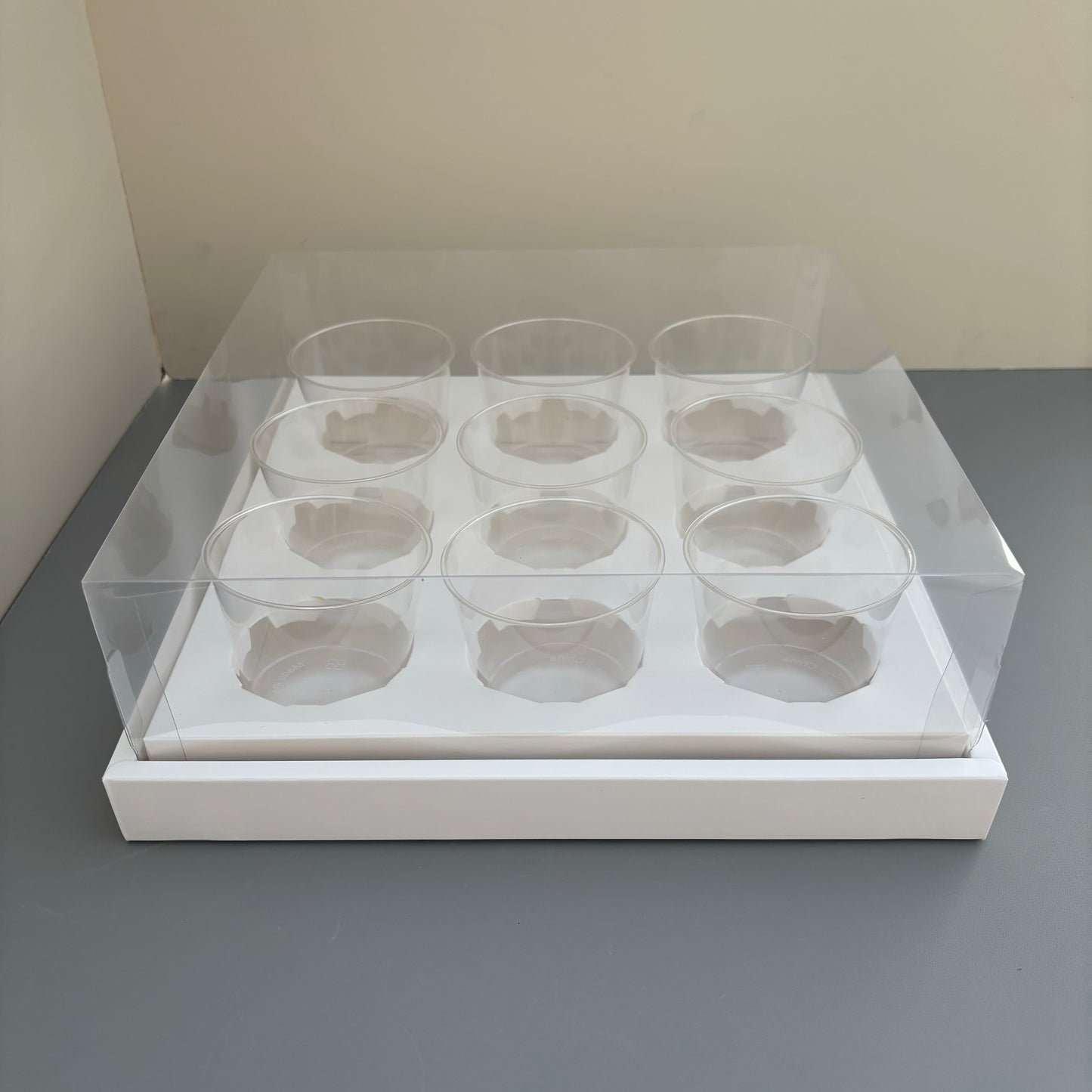 10PCS 9-cupcakes/200ML clear cup paper box with clear lid