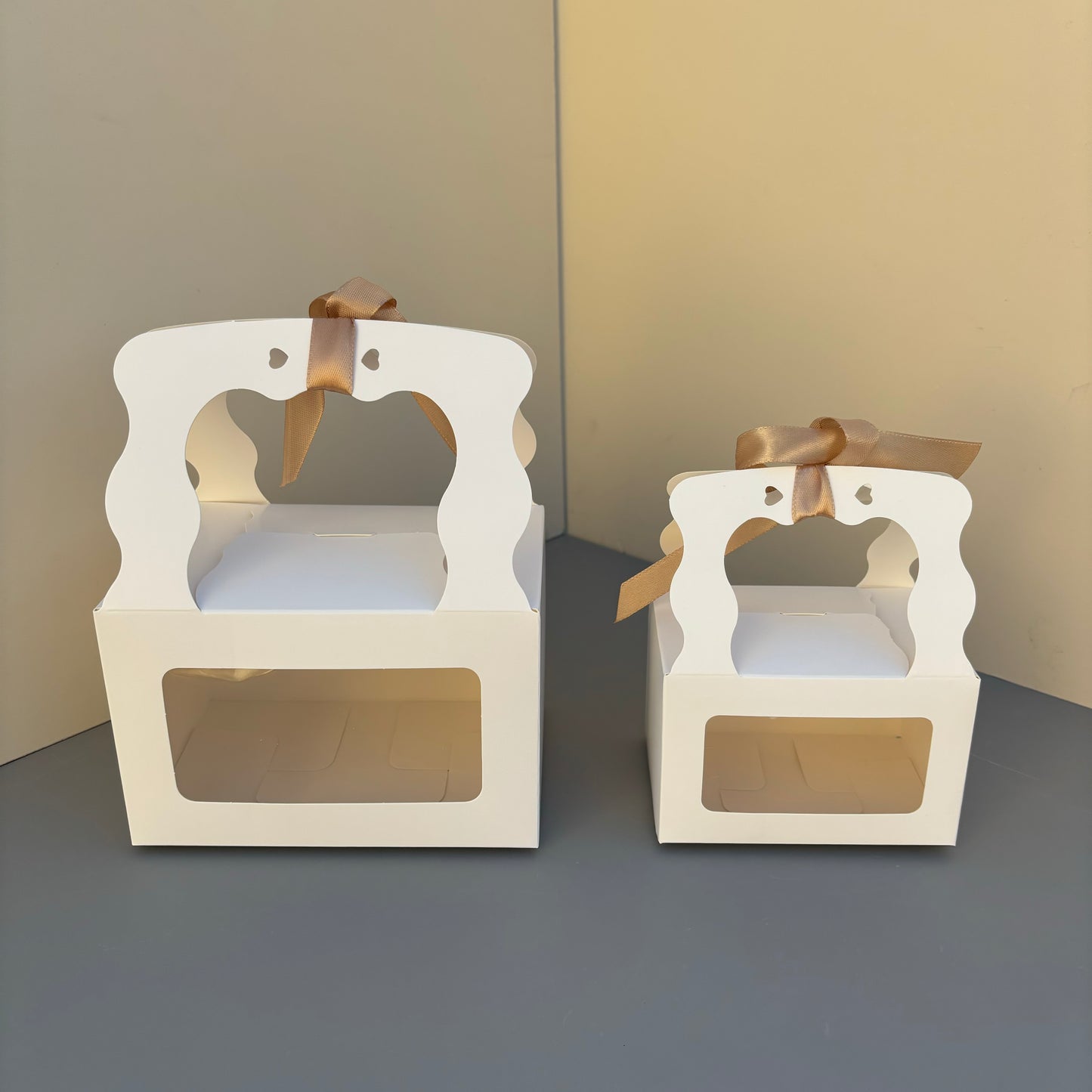 50PCS White/Kraft Cookies & Pastry & Candy Box With Ribbon