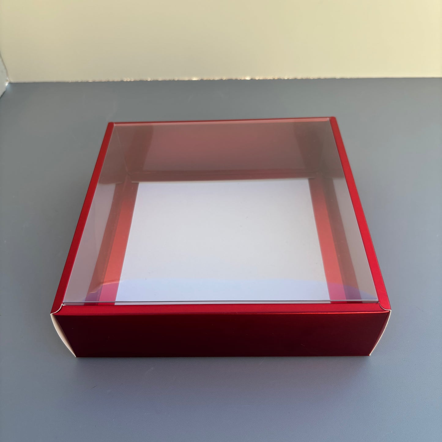 10PCS strawberry & cookies & chocolate red paper base box with clear lid