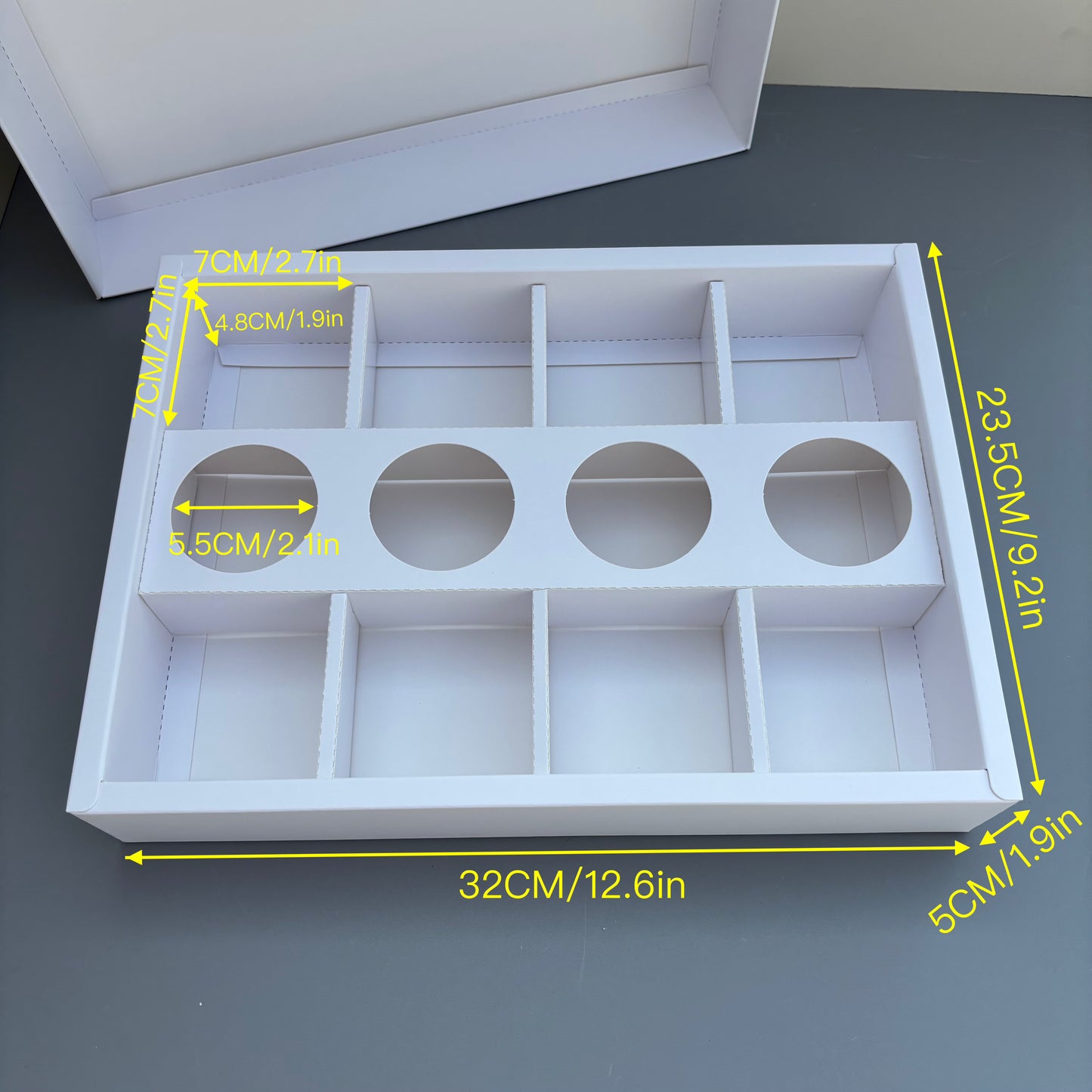10PCS white 8-compartments dessert base and lid paper box