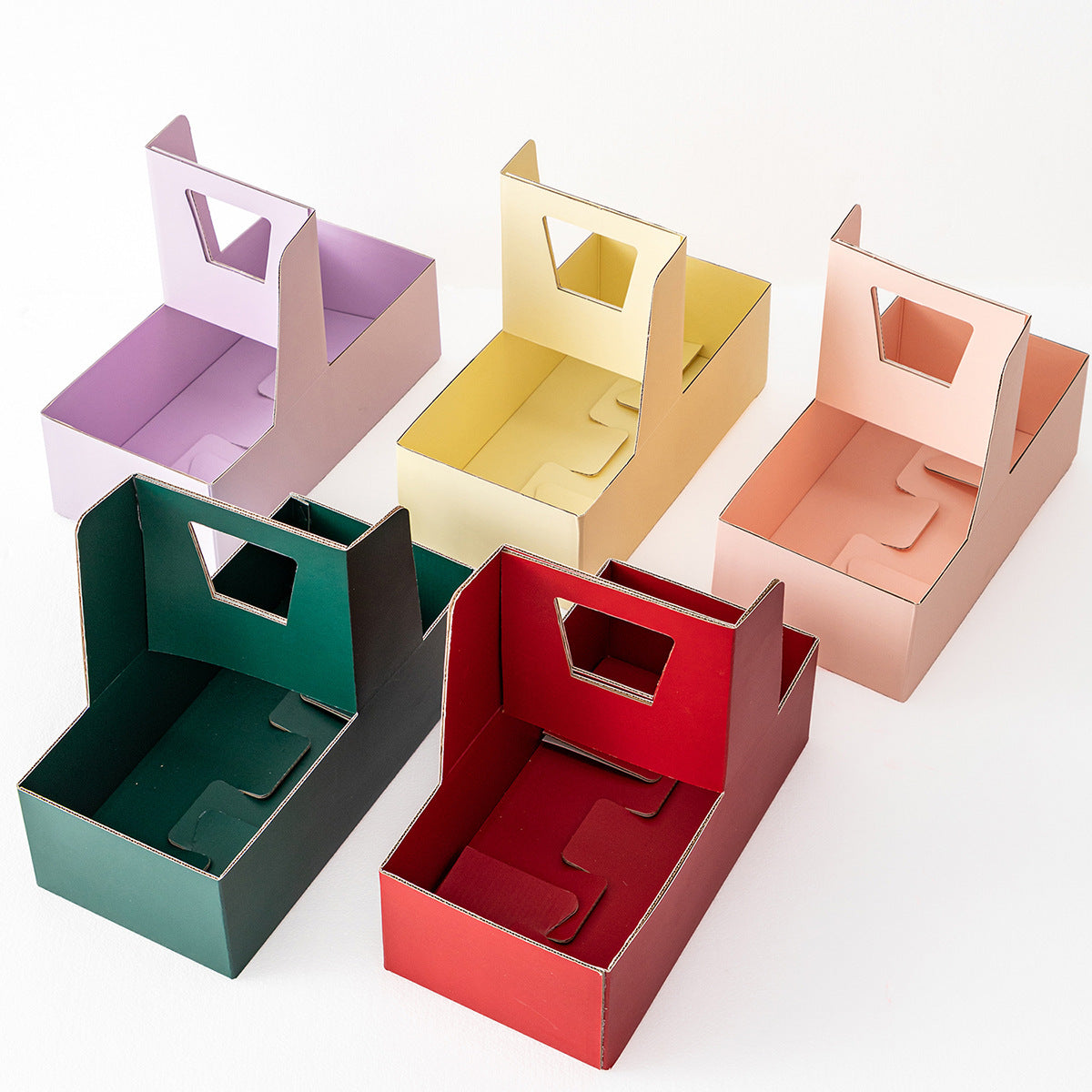 10PCS flower & cake paper handle box with clear cake box
