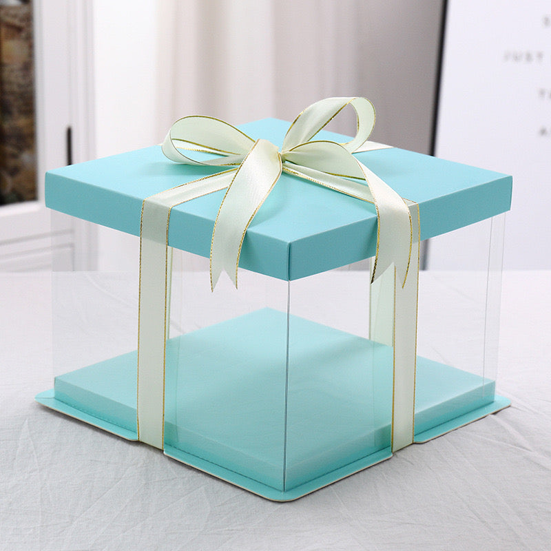 10 boxes Blue Square Large PET Clear Cake Box