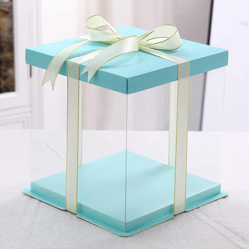 10 boxes Blue Square Large PET Clear Cake Box