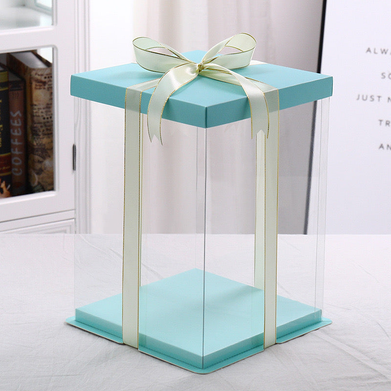 10 boxes Blue Square Large PET Clear Cake Box