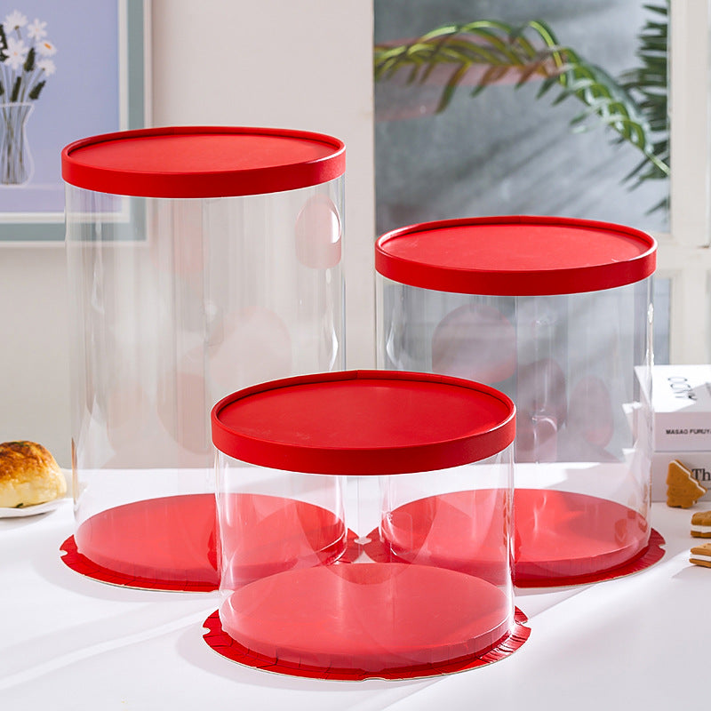 10 boxes red round tall cake box