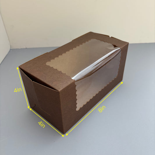 100PCS Kraft Paper Bakery Box with Window for Cookies Pumpkin Roll Pastry Loaf Muffins Breads Dessert