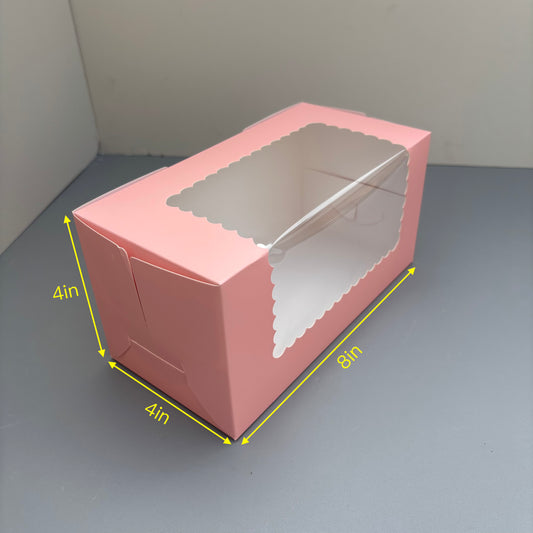 100PCS Pink Paper Bakery Box with Window for Cookies Pumpkin Roll Pastry Loaf Muffins Breads Dessert