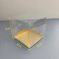 Clear Mini Cake & Puff Treat Box with Gold Paper Insert