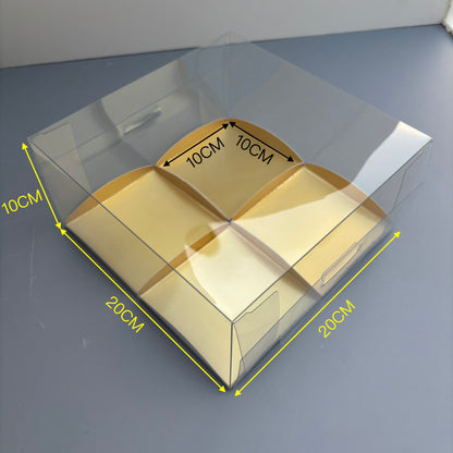 Clear Mini Cake & Puff Treat Box with Gold Paper Insert