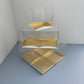 Clear Mini Cake & Puff Treat Box with Gold Paper Insert