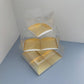 Clear Mini Cake & Puff Treat Box with Gold Paper Insert