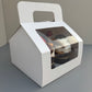 White Cupcake Window Handle Box With Paper Insert