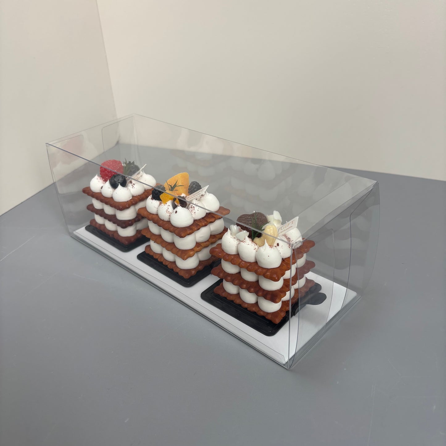 20PCS Long Cake Dessert Clear Box with Paper Board