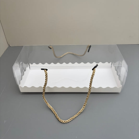 20PCS Rectangle Clear Dessert Box with Gold Rope and Insert