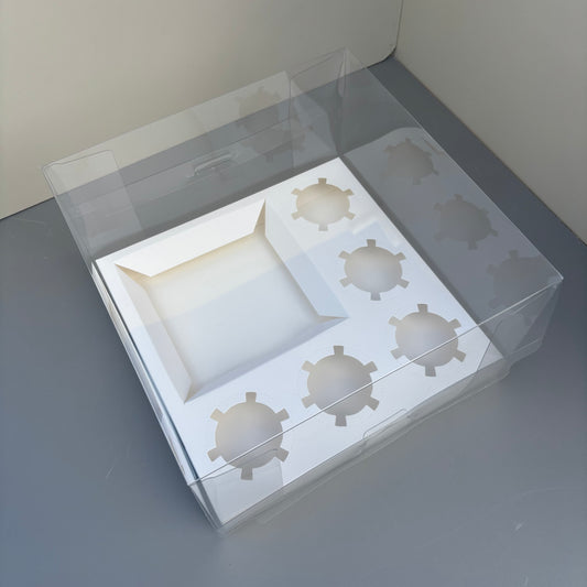 10 Boxes 5-cupcakes & bento cake clear box with paper insert
