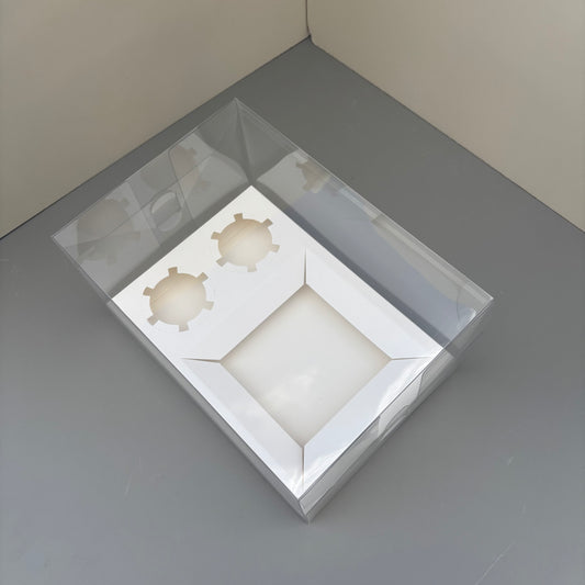 10 Boxes 2-cupcakes & bento cake clear box with paper insert